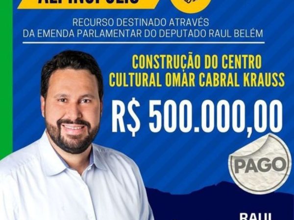 ALPINÓPOLIS RECEBE R$ 500 MIL PARA CONSTRUÇÃO DO CENTRO CULTURAL