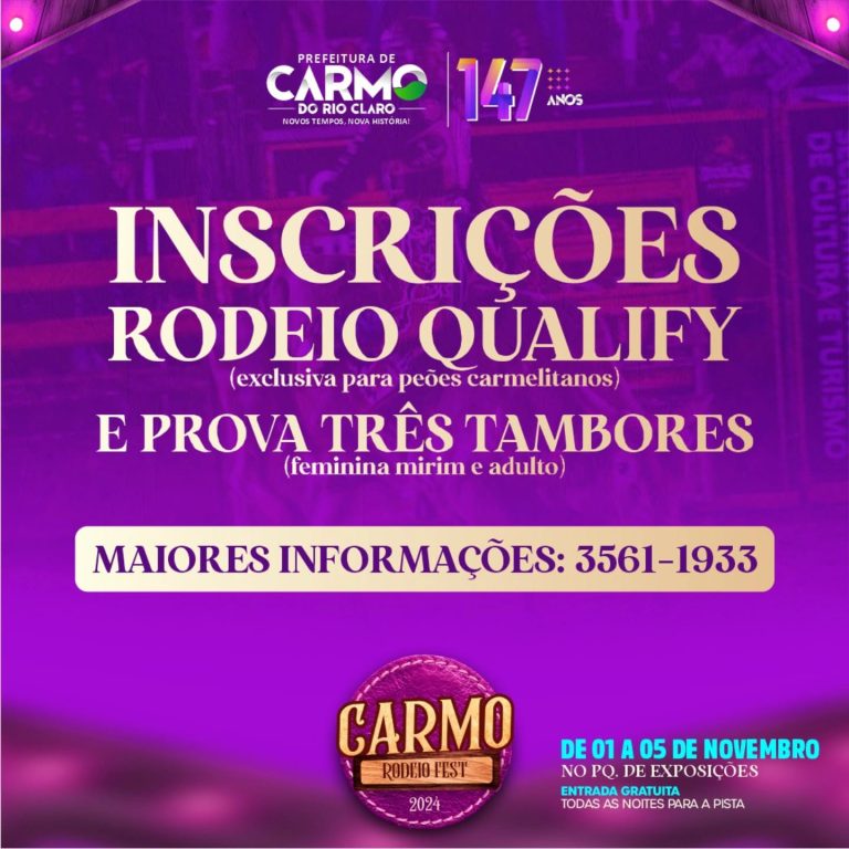 INSCRIÇÕES PARA PEÕES CARMELITANOS NO CARMO RODEIO FEST